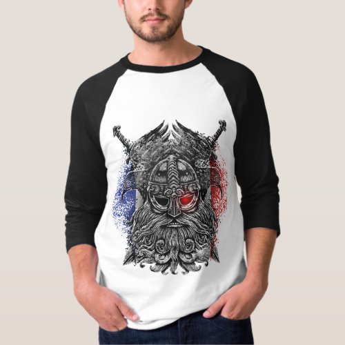 Odin ravens swords Viking Mythology France flag T_Shirt