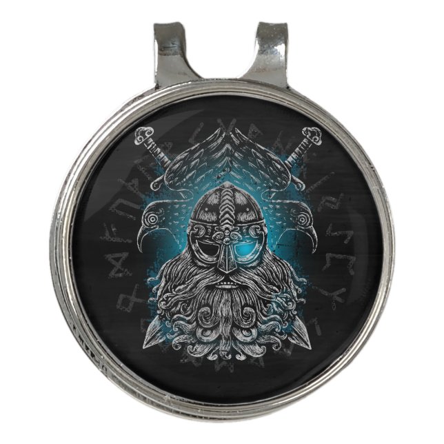 Odin ravens Viking Mythology Valhalla awaits Golf Hat Clip (Front)