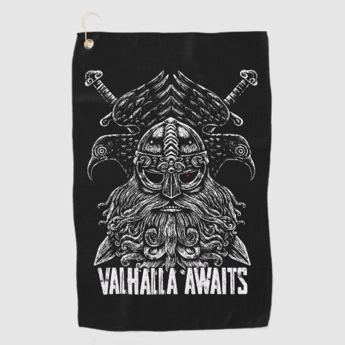 Odin ravens Viking Mythology Valhalla awaits Golf Towel