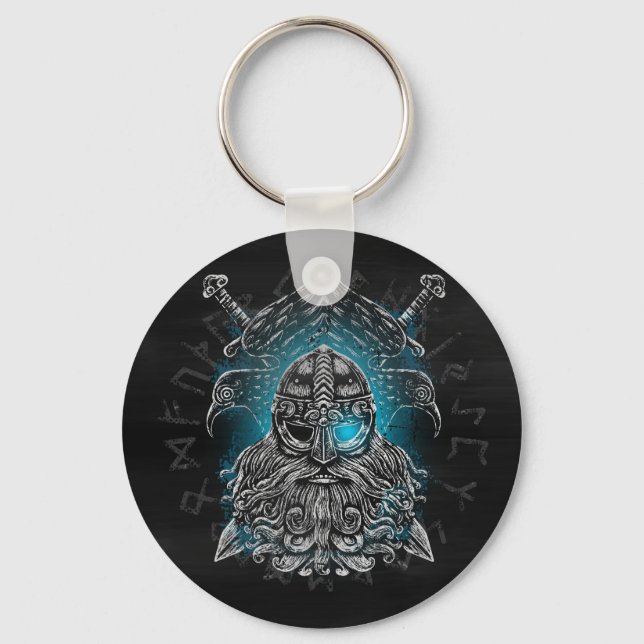 Odin ravens Viking Mythology Valhalla awaits Keychain (Front)