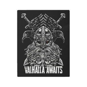 Odin ravens Viking Mythology Valhalla awaits Metal Print