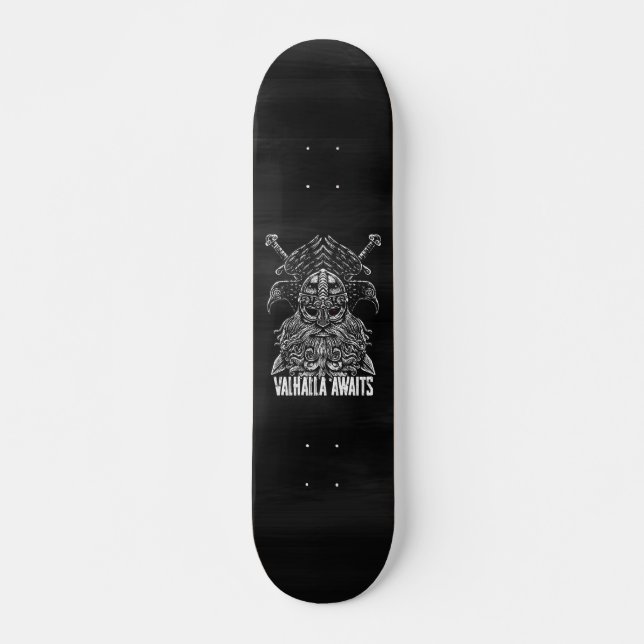 Odin ravens Viking Mythology Valhalla awaits Skateboard (Front)