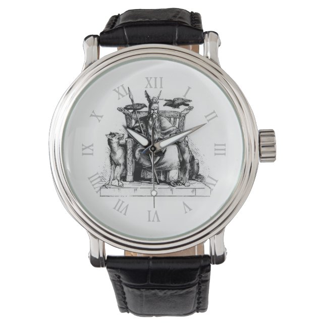 Odin ravens Viking Mythology Valhalla awaits Stone Watch (Front)