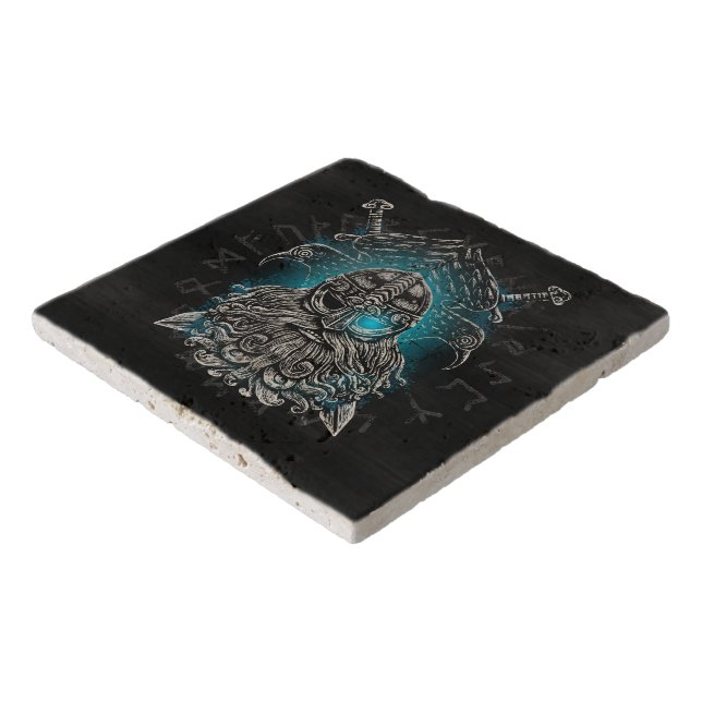 Odin ravens Viking Mythology Valhalla awaits Trivet (Corner)