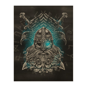 Odin ravens Viking Mythology Valhalla awaits Wood Wall Art