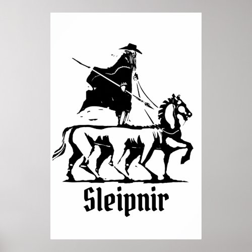 Odin riding his 8 legged Horse Sleipnir Poster