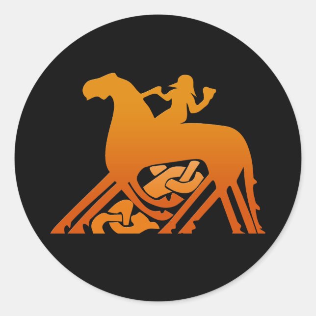 Odin Riding on Sleipnir Viking Mythology Classic Round Sticker (Front)