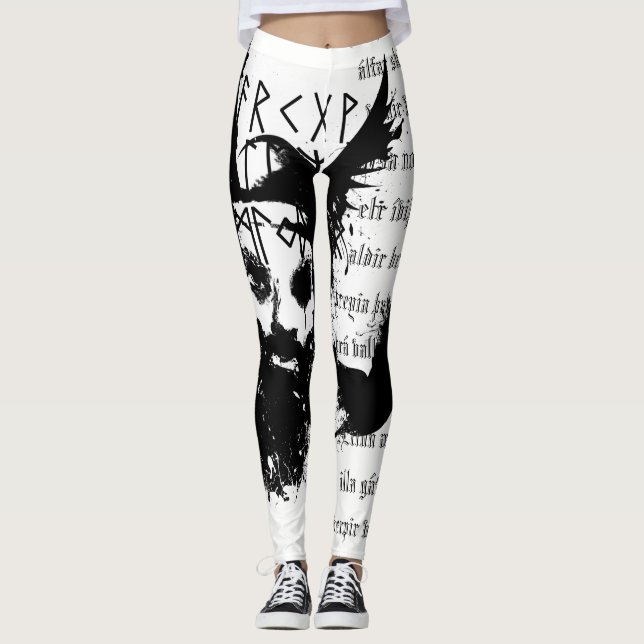 Odin´s Raven Charm White Leggings (Front)