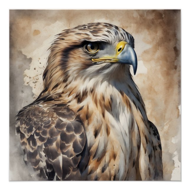 Odin the Hawk Portrait Art Poster (Front)