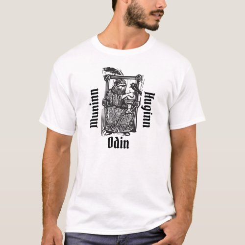 Odin with his Ravens Huginn and Muninn T_Shirt