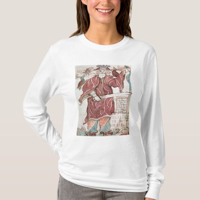 Odin, with his two crows, Hugin  and Munin T-Shirt (Front)