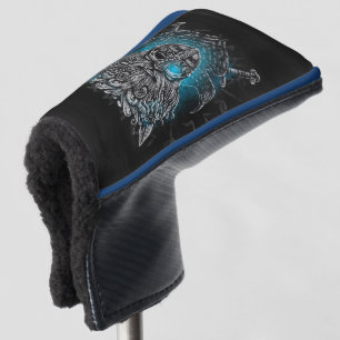 Odin with ravens and swords Viking Mythology blue Golf Head Cover
