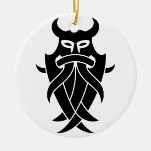 Odin's Mask Tribal (black) Ceramic Ornament