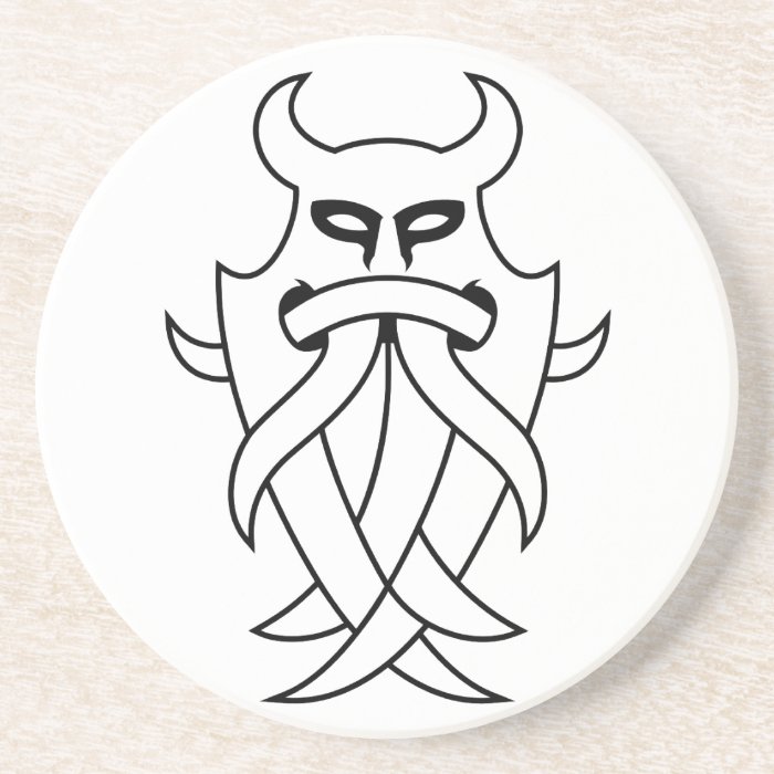 Odin's Mask Tribal (black outlined) Coasters