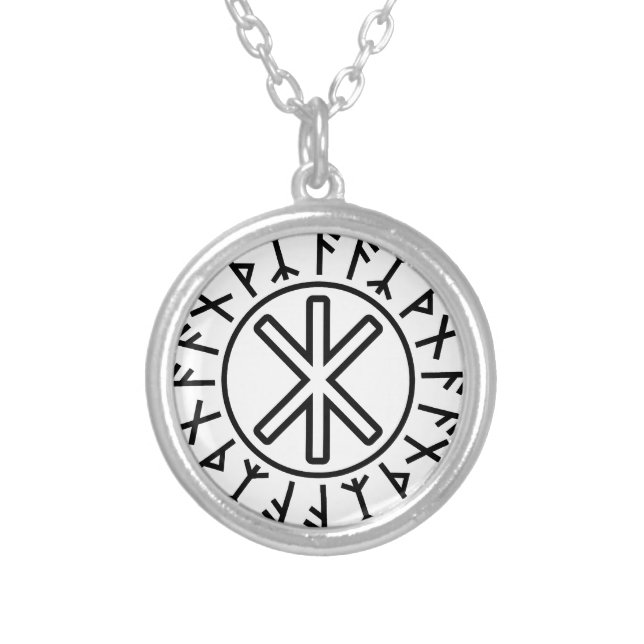 Odin's Protection No.2 (black) Silver Plated Necklace (Front)