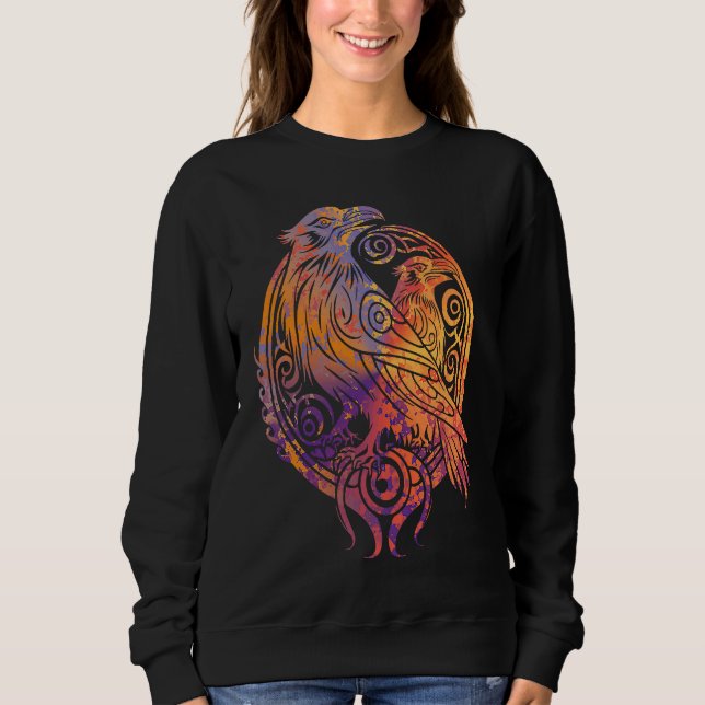 Odins Raven Norse Mythology Viking Birds Celtic Kn Sweatshirt (Front)