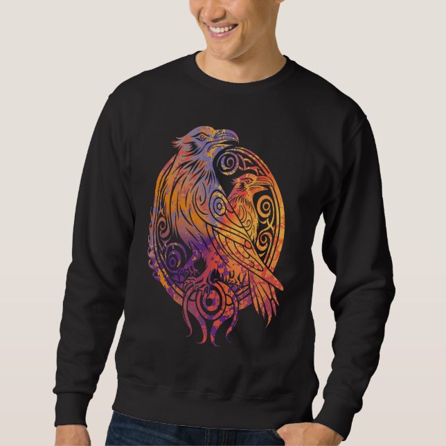 Odins Raven Norse Mythology Viking Birds Celtic Kn Sweatshirt (Front)