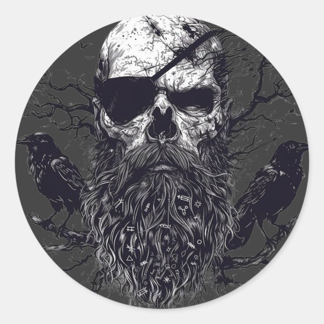 Odin's Whisper: Viking Spirit Invocation Classic Round Sticker (Front)