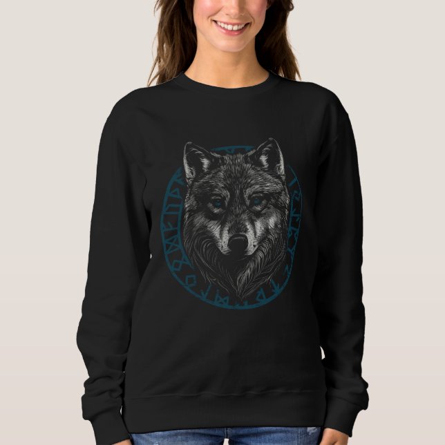 Odins Wolf Norse Mythology Viking Wolves Celtic Ru Sweatshirt (Front)
