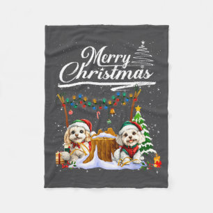 Odle Christmas Tree Lights Decorations Dog Lover X Fleece Blanket