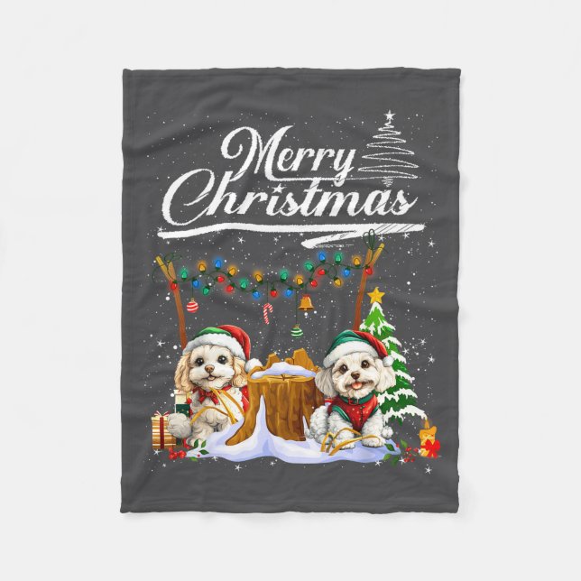 Odle Christmas Tree Lights Decorations Dog Lover X Fleece Blanket (Front)