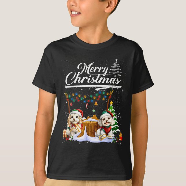 Odle Christmas Tree Lights Decorations Dog Lover X T-Shirt (Front)