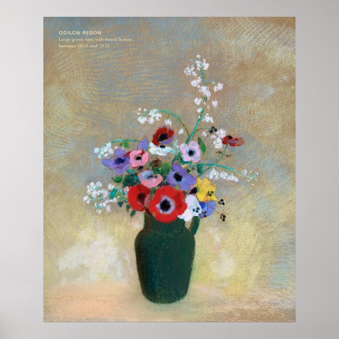 Odlion Redon Beautiful glowing flowers CC1256 Art Poster