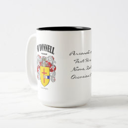 O&#39;Donnell Family Crest, Translation &amp; Meaning Two-Tone Coffee Mug