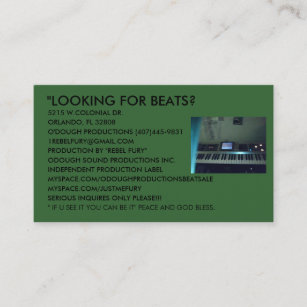 ODOUGH SOUND PRODUCTIONS BUSINESS BEAT CARDS. BUSINESS CARD