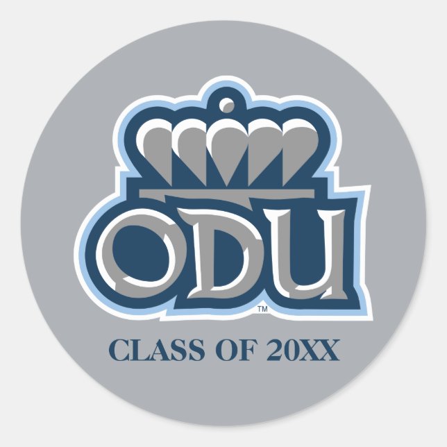 ODU with Crown and Class Year Classic Round Sticker (Front)