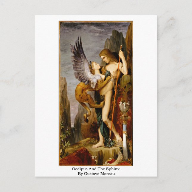 Oedipus And The Sphinx By Gustave Moreau Postcard (Front)
