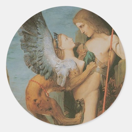 Oedipus and the Sphinx Classic Round Sticker