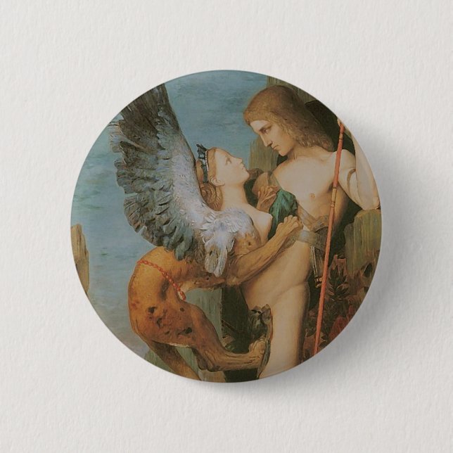 Oedipus and the Sphinx Pinback Button (Front)