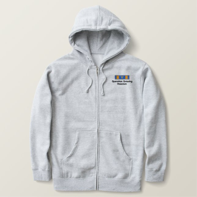 OEF Air Medal with V Embroidered Hoodie (Design Front)