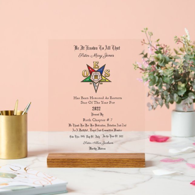 OES Award Acrylic Sign (Wedding)