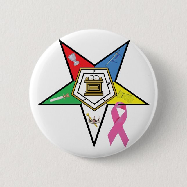 OES Breast Cancer Ribbon Pinback Button (Front)