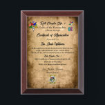 OES Certificate of Appreciation Award Plaque<br><div class="desc">OES Certificate of Appreciation Award Plaque</div>