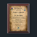 OES Certificate of Appreciation Award Plaque<br><div class="desc">OES Certificate of Appreciation Award Plaque</div>