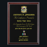 OES Certificate of appreciation  Award Plaque<br><div class="desc">Freemason Certificate of appreciation
Pastmaster Certificate of appreciation Award Plaque 
Shriners Certificate of appreciation Award Plaque
Knights Templar Certificate of appreciation Award Plaque 
OES Certificate of appreciation Award Plaque</div>