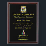 OES Certificate of appreciation  Award Plaque<br><div class="desc">Freemason Certificate of appreciation
Pastmaster Certificate of appreciation Award Plaque 
Shriners Certificate of appreciation Award Plaque
Knights Templar Certificate of appreciation Award Plaque 
OES Certificate of appreciation Award Plaque</div>