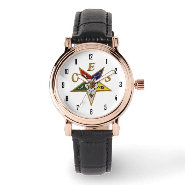 OES Custom Women's Rhinestone White Enamel Watch (Front)