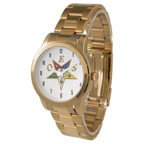 OES Custom Womens Rhinestone White Enamel Watch