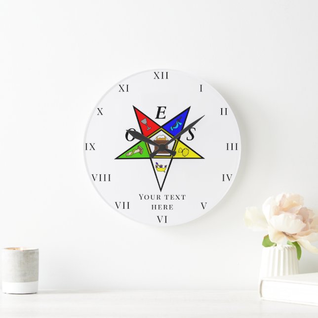 OES Eastern Star Sister Freemason Charity Masonic Large Clock (Home)