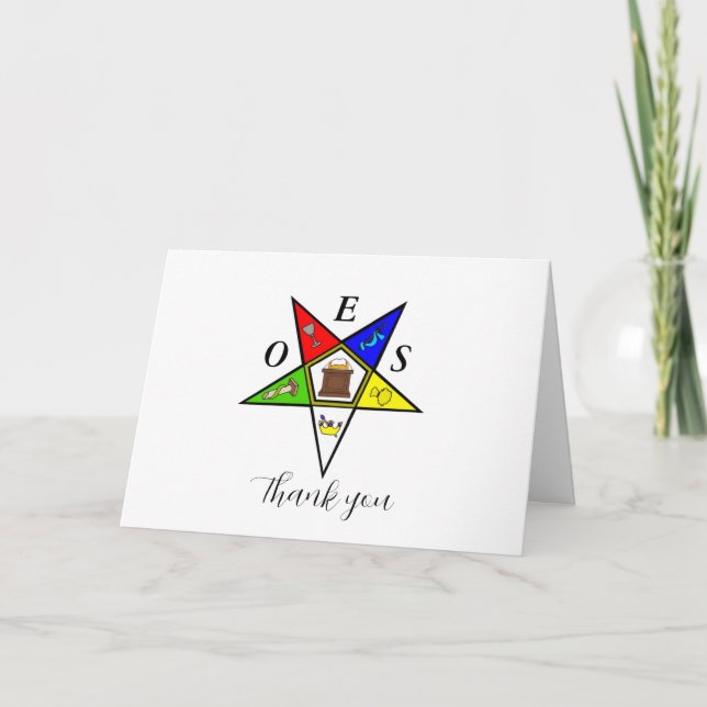 OES Eastern Star Sister Masonry Order Thank You Card (Front)