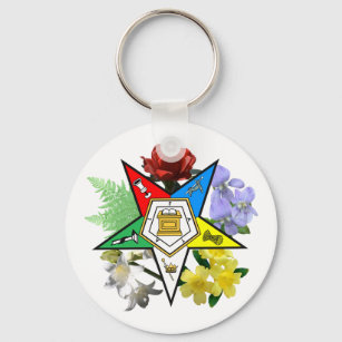 OES Floral Emblem Keychain