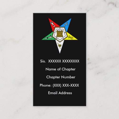 OES Order of the Easter Star Business Card Black