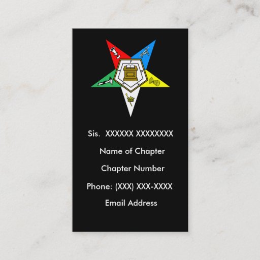 Customizable OES Order of the Easter Star Business Card Black