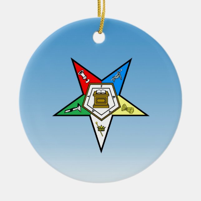 OES Order of the Eastern Star Blue Ceramic Ornament (Front)