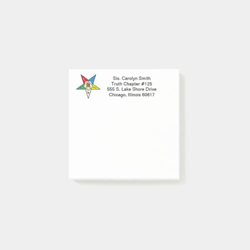 OES Order of the Eastern Star Custom Post it Notes