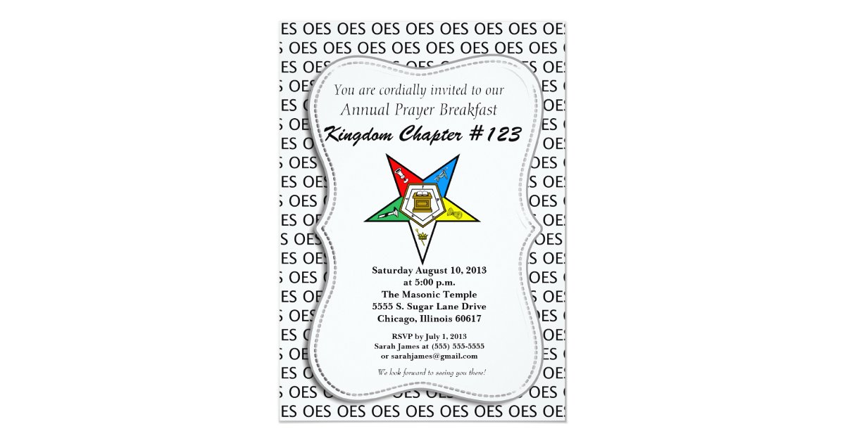 OES Order of the Eastern Star Invitation | Zazzle.com
